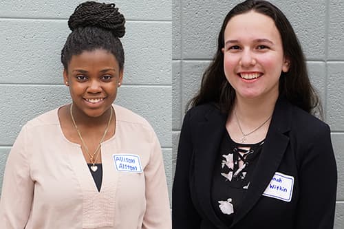 Reservoir Junior Allison Alston (left) and Long Reach Junior Hannah Witkin (right) pose for their official campaign pictures.