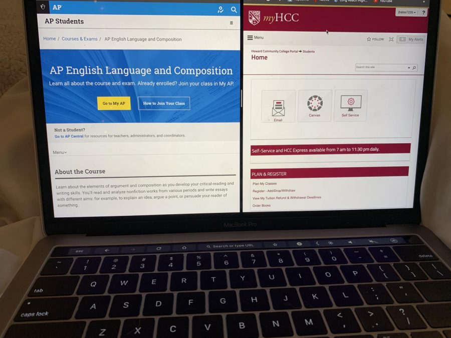 The contrasting websites to access materials relating to AP classes and Dual Enrollment. Photo courtesy of Jessica Bates.