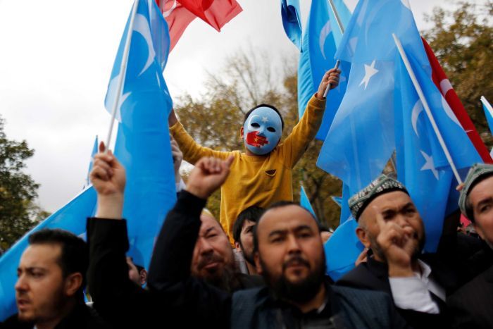 Protesters advocating for the concentration camps to end. Photo courtesy of https://www.abc.net.au/news/2019-07-22/china-report-says-xinjiangs-uyghurs-forced-to-convert-to-islam/11330490.