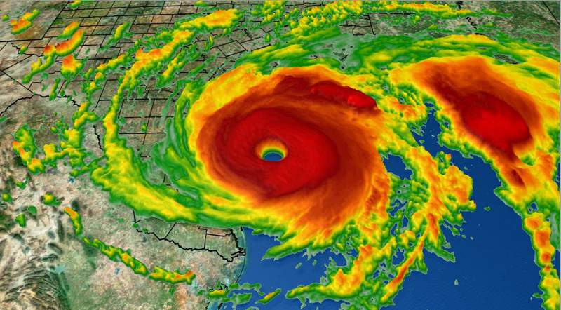 Infrared satellite imagery of Hurricane Harvey near landfall [Image]. (2020, April 2). Click2Houston.com.